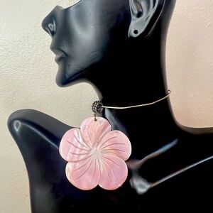 Beautiful Bold Statement Mother of Pearl Flower Pendant